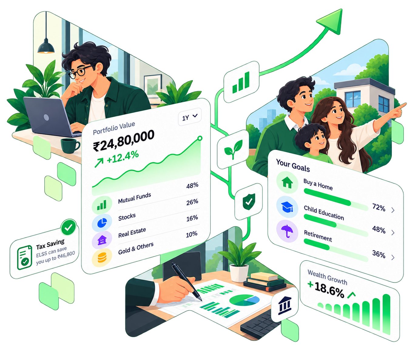 Wealth management dashboard illustration